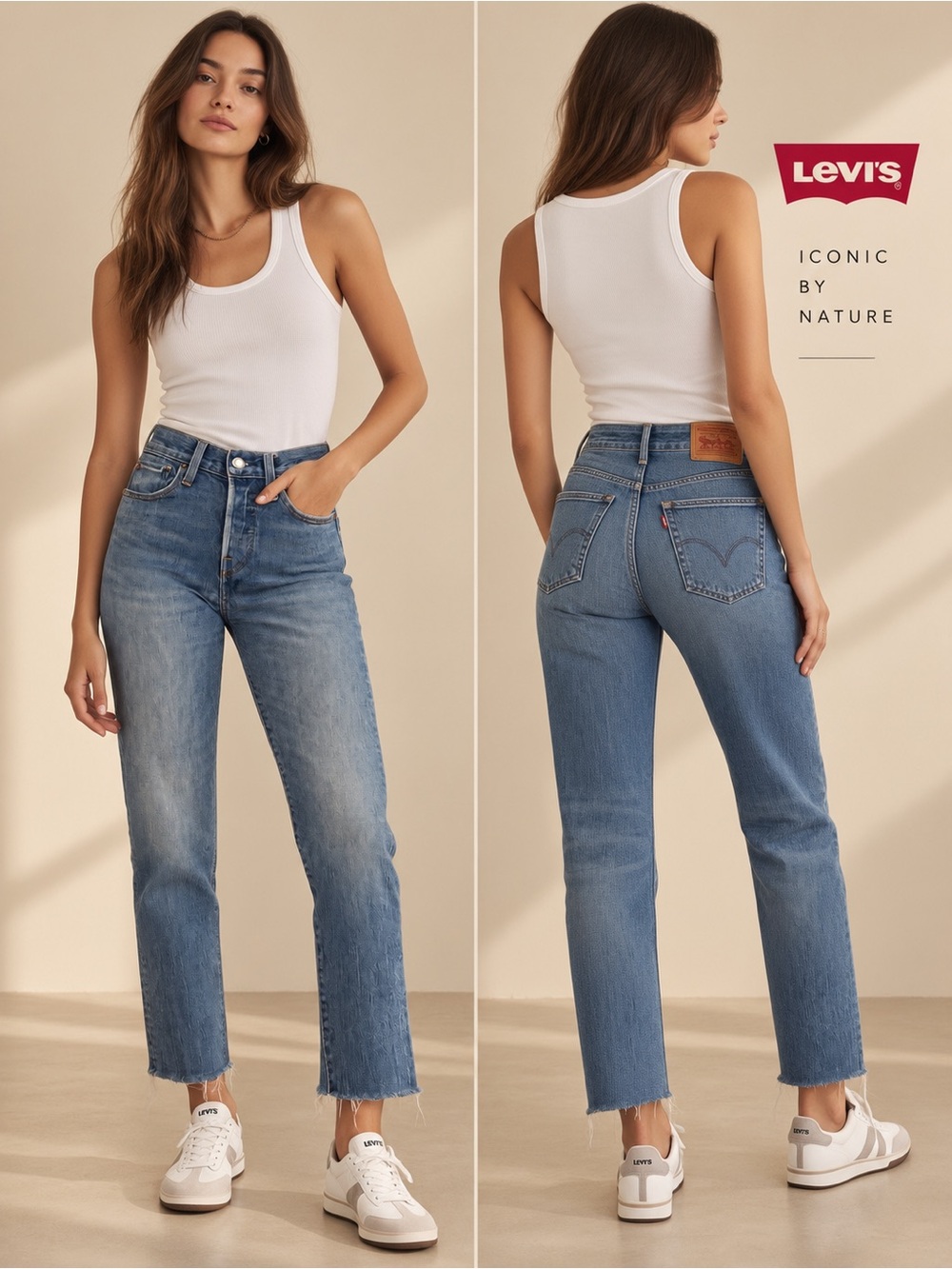Levi's Women's Straight-Leg Jeans in Medium Blue Wash raw hemp 🍁✨